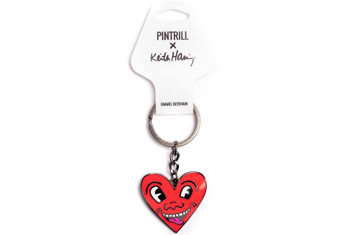 Keith Haring - Red Heart Face Keychain