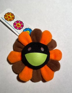 Flower Plush Keychain - Orange/Black