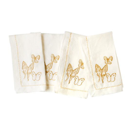 Hunt Slonem | Painted Butterflies Embroidered Dinner Napkins