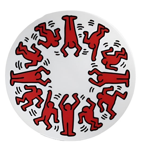 Haring - Red Dancing on White Plate