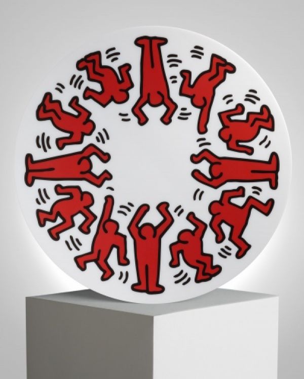 Haring - Red Dancing on White Plate