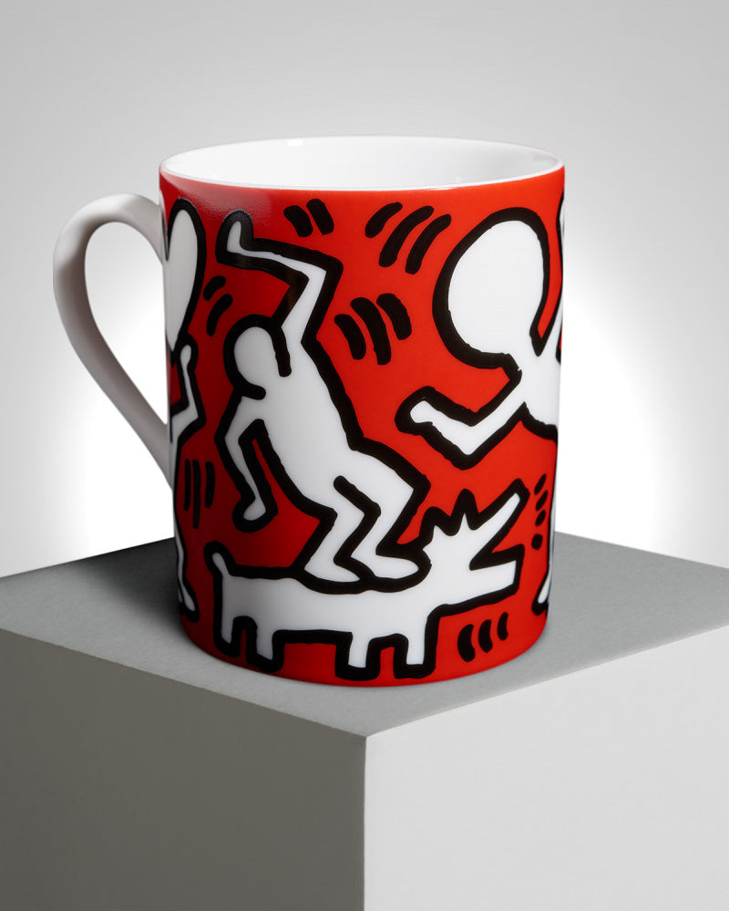 Haring - White Dancing On Red Mug