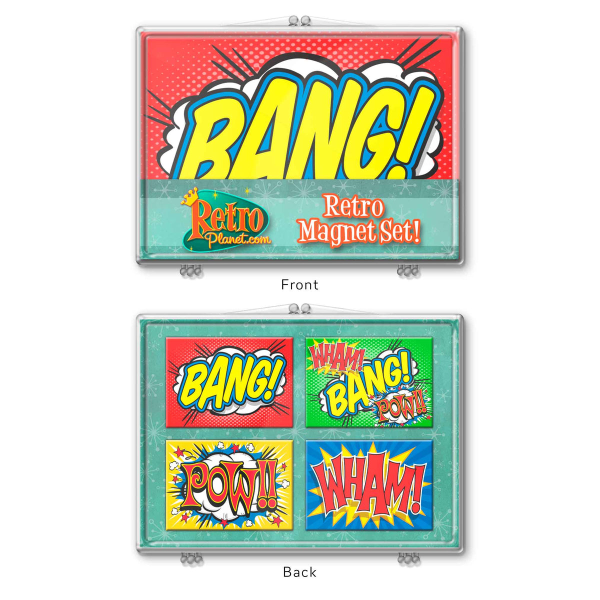 Wham Bang Pow Magnet Set in Clear Box 2.5x3.5