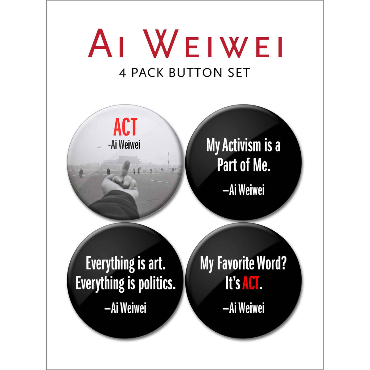 Friends of Ai Weiwei 2.25 inch Button 4-Pack