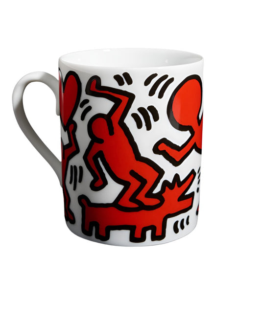 Haring - Red Dancing on White Mug