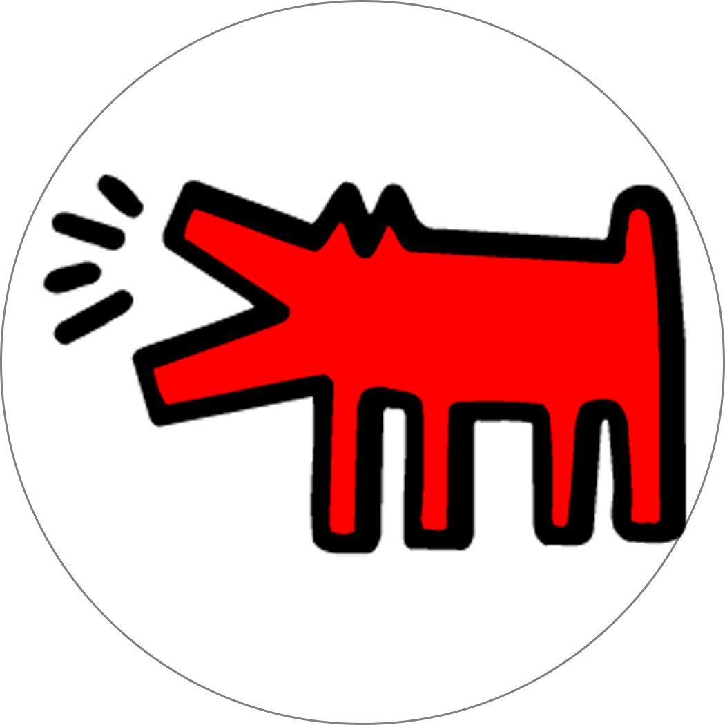 Keith Haring Red Dog on White 1 Inch Pin