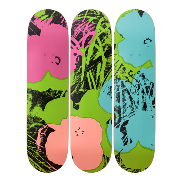 3 colorful skateboards