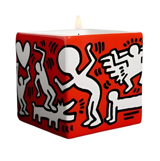 Haring - White Dancing on Red Scented Candle