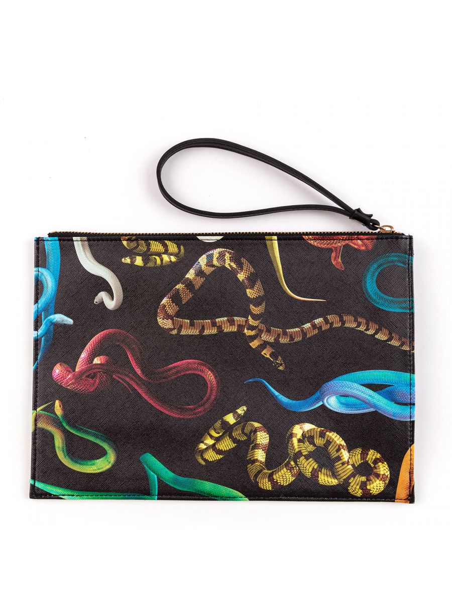 Pouch with Handle Hands with Snakes