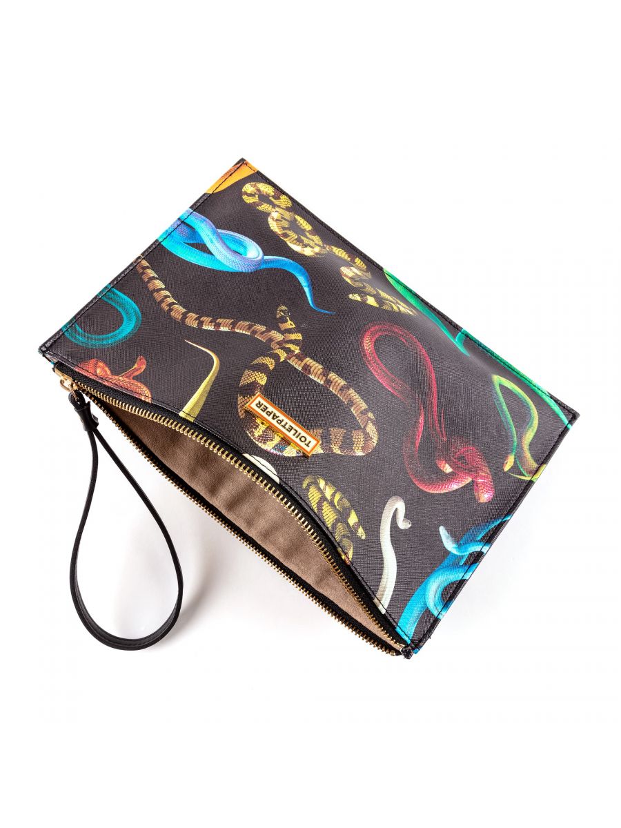 Pouch with Handle Hands with Snakes
