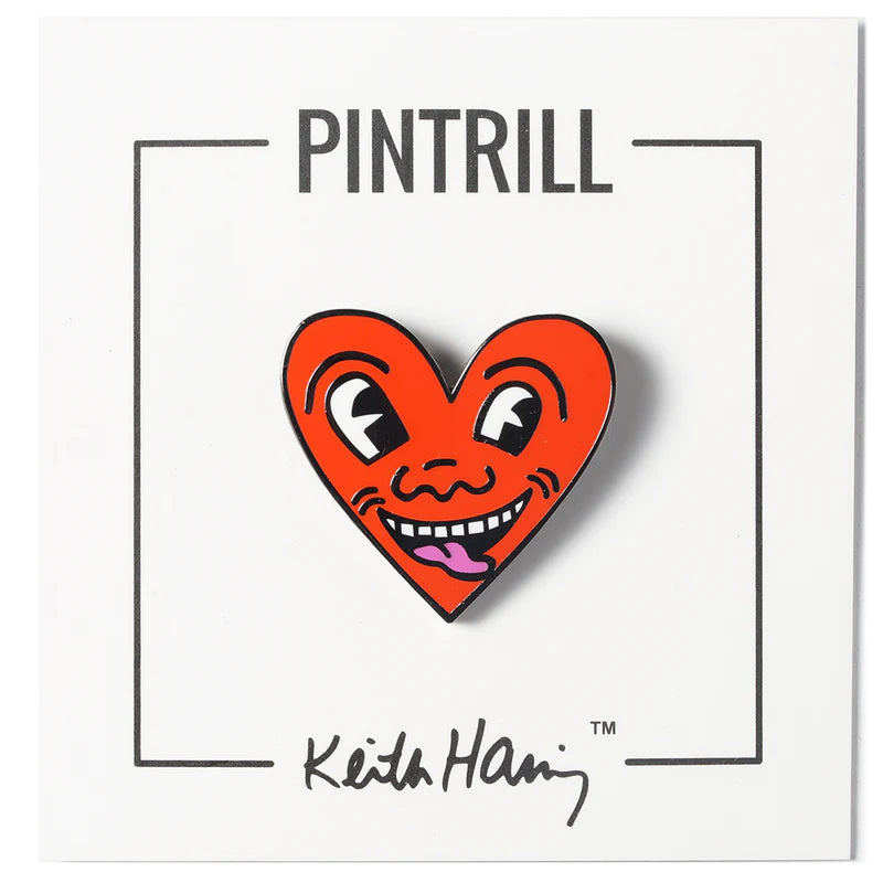 Keith Haring - Red Heart Face Pin